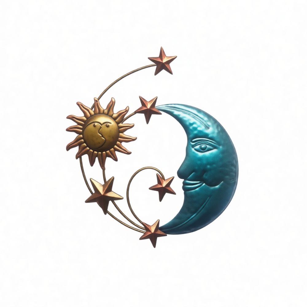 Handmade Iron Metal Moon Face  - Art And Craft For Nursery 评论和价格